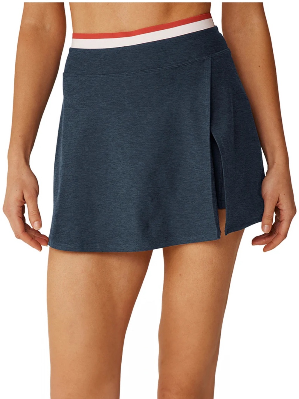 Beyond Yoga Navy Blue Athletic Skort with Red and White Waistband